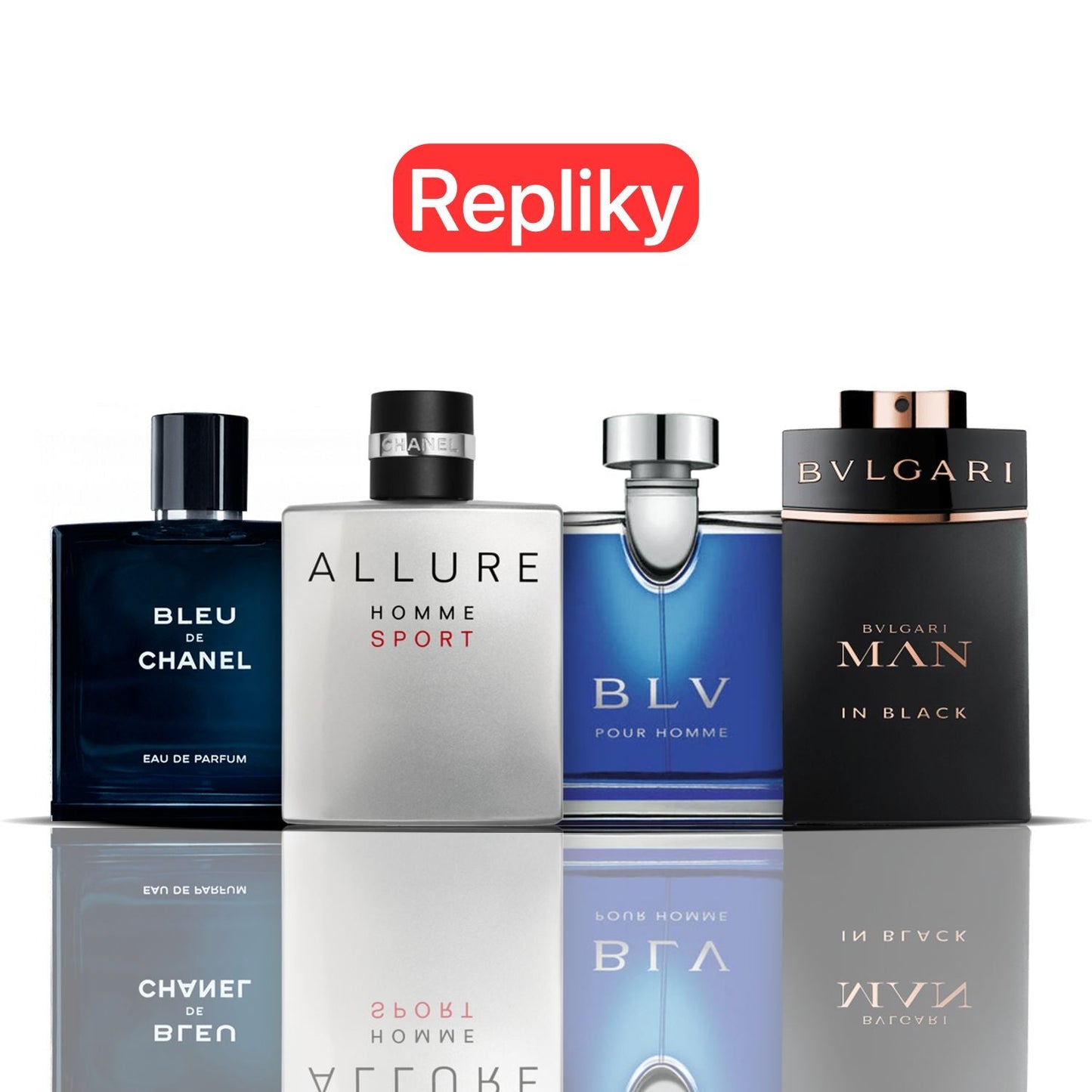 KIT 4 PARFÉMŮ KONTRATIPO (REPLIKY NEORIGINÁLNÍ) Inspirováno parfémy - Bleu de Chanel + Allure Sport + BLV + Bvlgari Man in Black 100ML