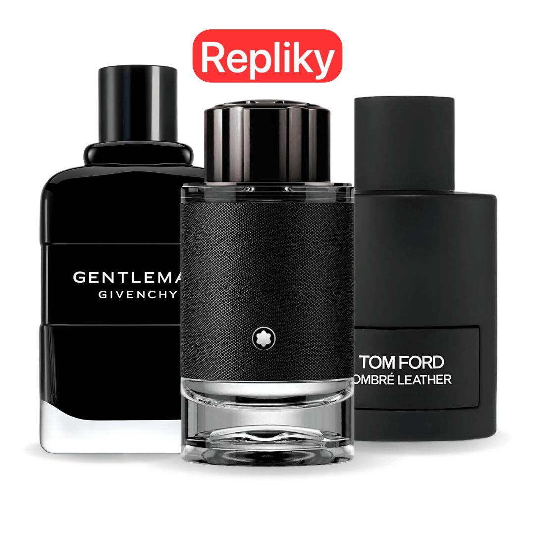 KIT 3 PARFÉMŮ KONTRATIPO (REPLIKY NEORIGINÁLNÍ) Inspirováno parfémy: Tom Ford Ombre Leather,  Givenchy Gentleman,  Montblanc Explorer 100ml