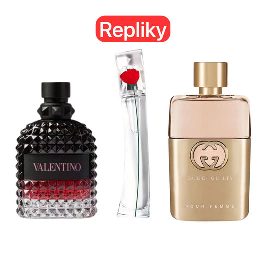 KIT 3 PARFÉMŮ KONTRATIPO (REPLIKY NEORIGINÁLNÍ) Inspirováno parfémy: 3 Gucci Guilt, Valentini Intense,  Flower Kenzo 100ml
