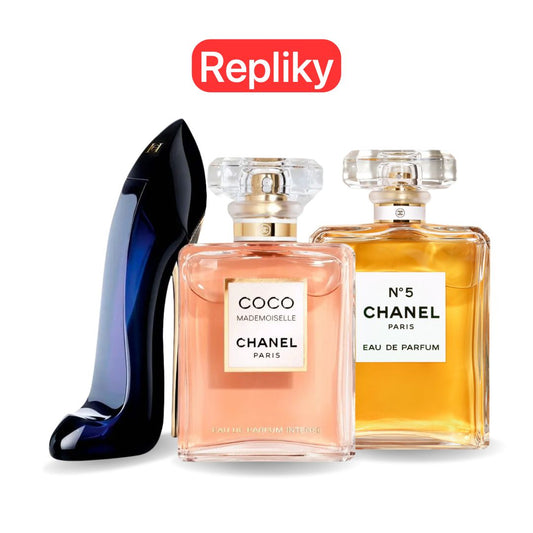 KIT 3 PARFÉMŮ KONTRATIPO (REPLIKY NEORIGINÁLNÍ) Inspirováno parfémy: GOOD GIRL, COCO MADEMOISELLE a Chanel Nº5 100 ml.