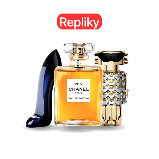 KIT 3 PARFÉMŮ KONTRATIPO (REPLIKY NEORIGINÁLNÍ) Inspirováno parfémy:Carolina Herrera GOOD GIRL, Chanel Nº5 a Paco Rabanne FAME.
